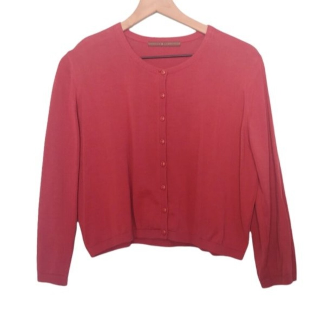 Peruvian Connection Cropped Rust Red Cardigan Swe… - image 1